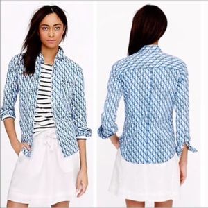 J.Crew SeaHorse Long Sleeve Button BoyShirt Size 2
